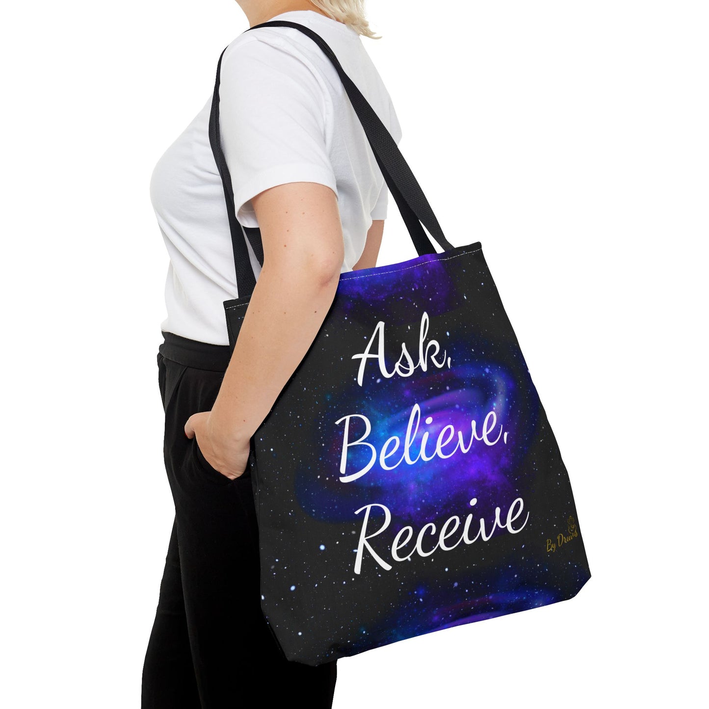 Ask Believe Receive Tote Bag – Manifestation Galaxy Shopper by Druvs