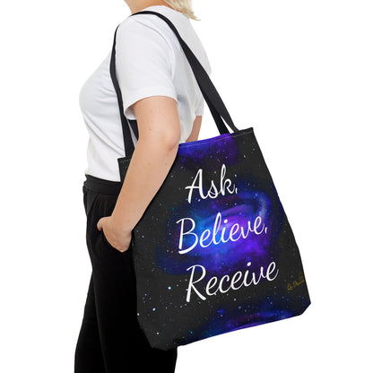 Ask Believe Receive Tote Bag – Manifestation Galaxy Shopper by Druvs
