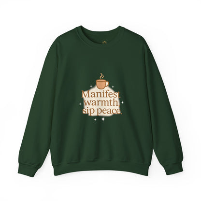 Manifest Warmth, Sip Peace – Cozy Winter Affirmation Sweatshirt (Unisex)