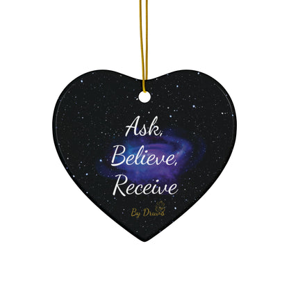 Holiday Ornament, Christmas Ornament. Ask Believe Receive, Law of Attraction