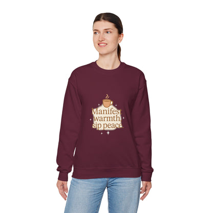Manifest Warmth, Sip Peace – Cozy Winter Affirmation Sweatshirt (Unisex)