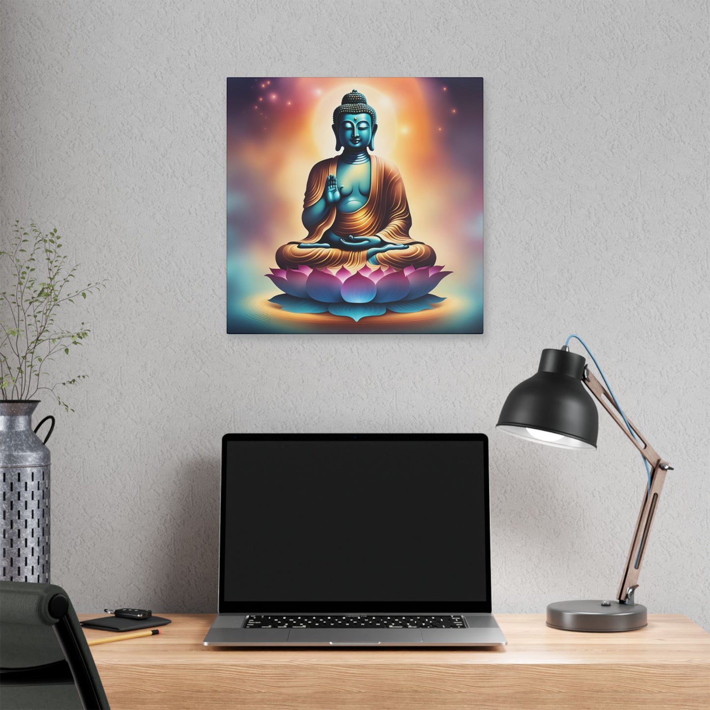 Vibrant Cosmic Buddha Canvas – Spiritual Wall Art for Zen Spaces