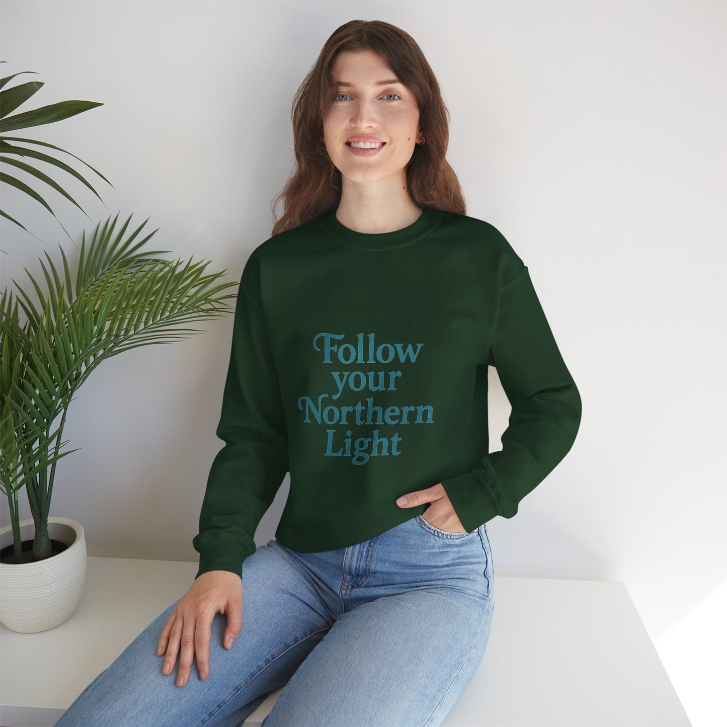Follow Your Northern Light – Minimalist Winter Affirmation Sweatshirt (Unisex)