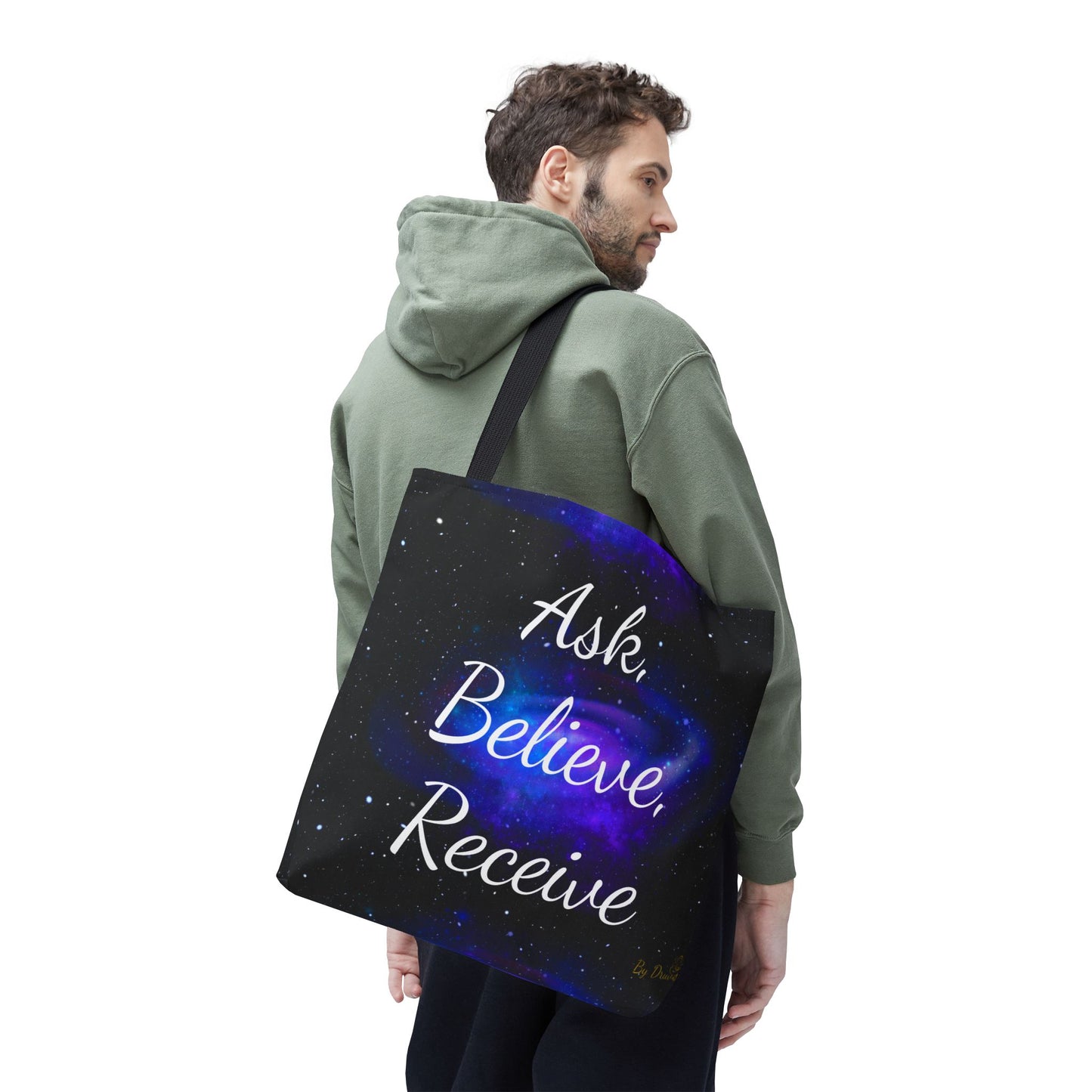 Ask Believe Receive Tote Bag – Manifestation Galaxy Shopper by Druvs