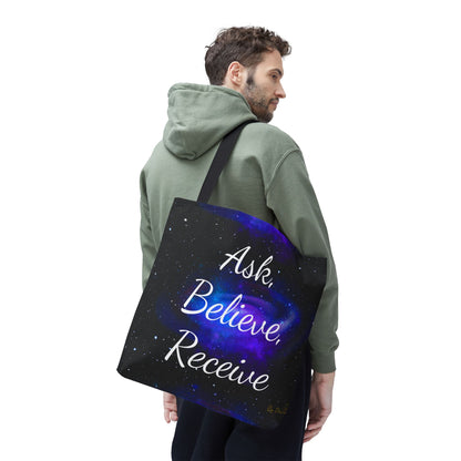 Ask Believe Receive Tote Bag – Manifestation Galaxy Shopper by Druvs