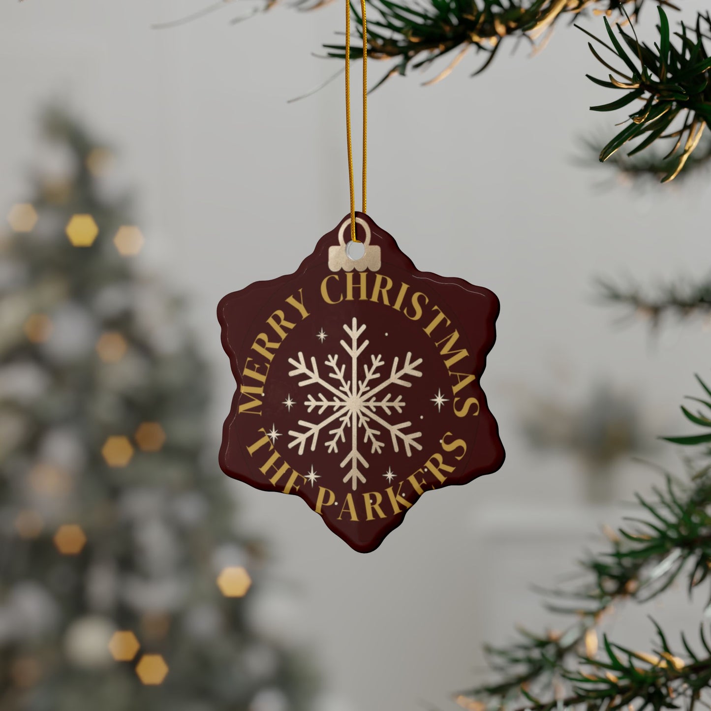 Personalized Snowflake Christmas Ornament – Custom Family Name Holiday Decoration