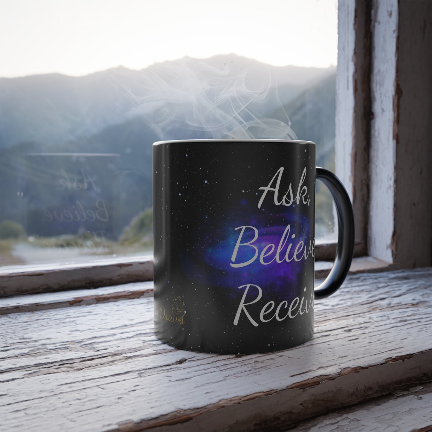 Ask. Believe. Receive. Color-Changing Magic Mug – Cosmic Morphing Affirmation Cup