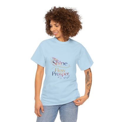 Shine Flow Prosper T-Shirt – Cosmic Manifestation Tee by Druvs
