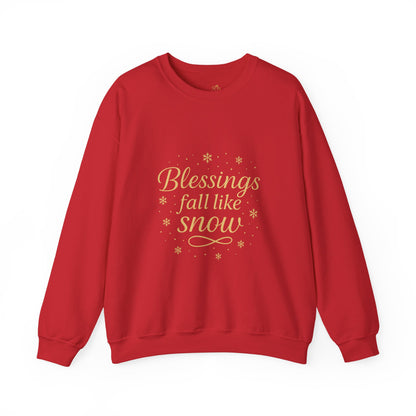 Blessings Fall Like Snow – Cozy Winter Affirmation Sweatshirt (Unisex)