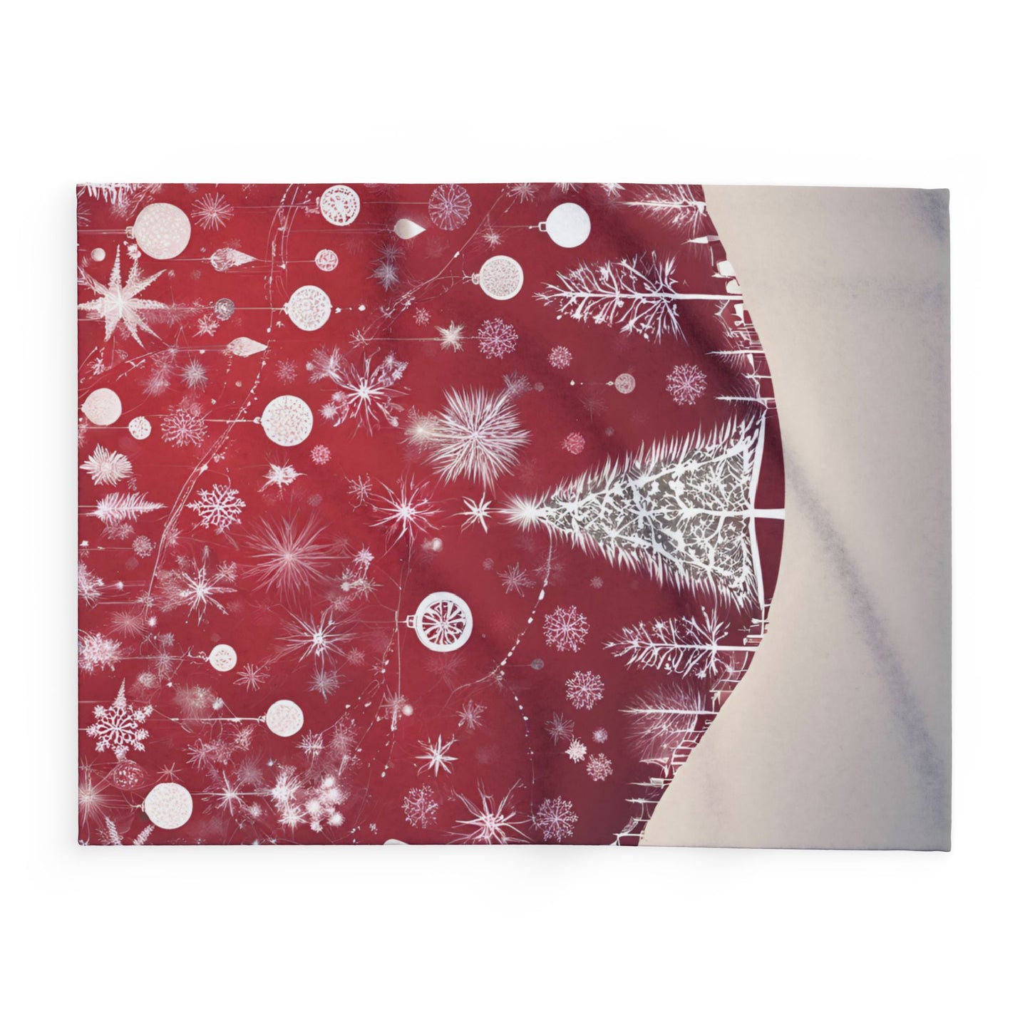 Fleece Red Blanket Christmas Tree Snowflake Pattern