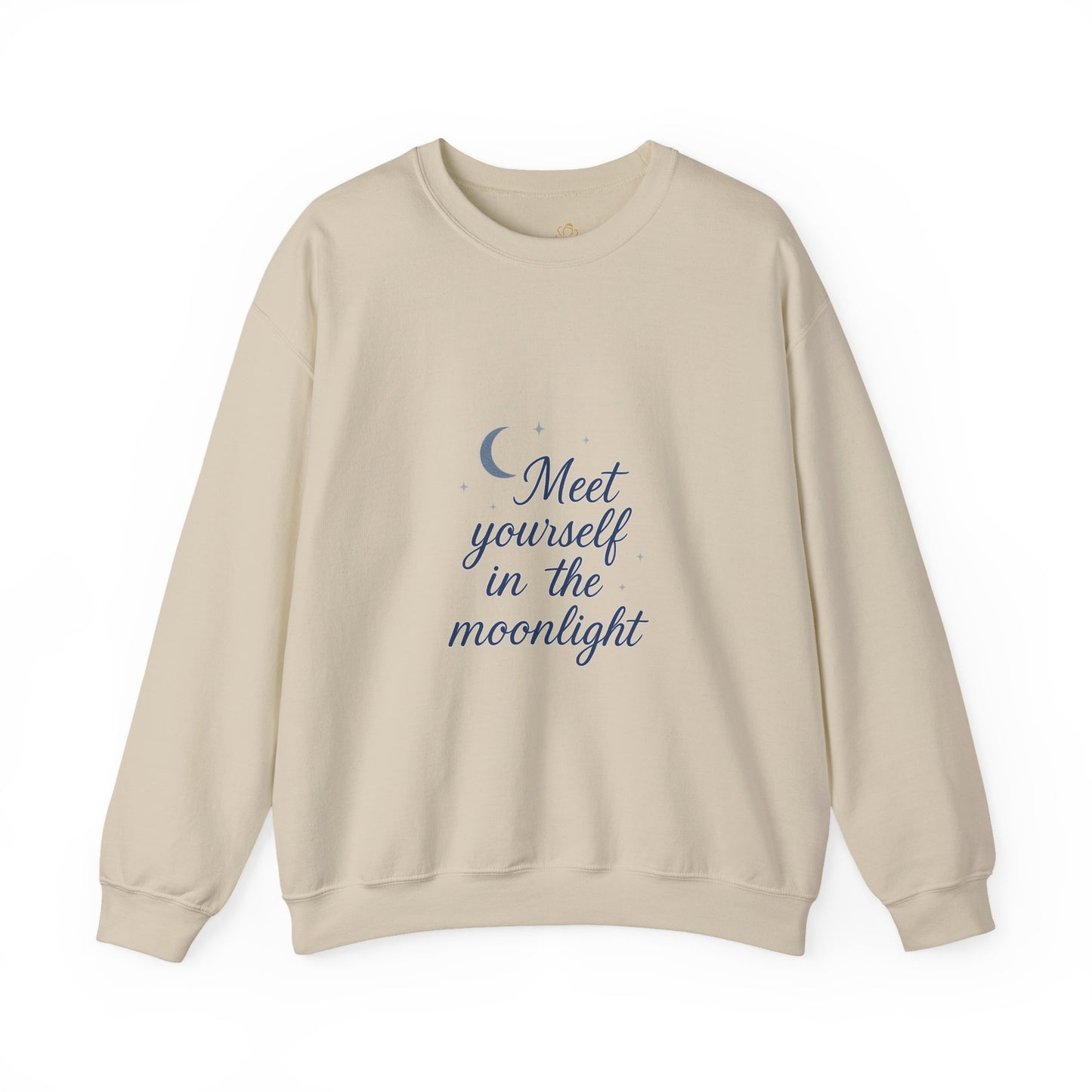 Meet Yourself in the Moonlight – Self-Reflection Quote Sweatshirt (Unisex)