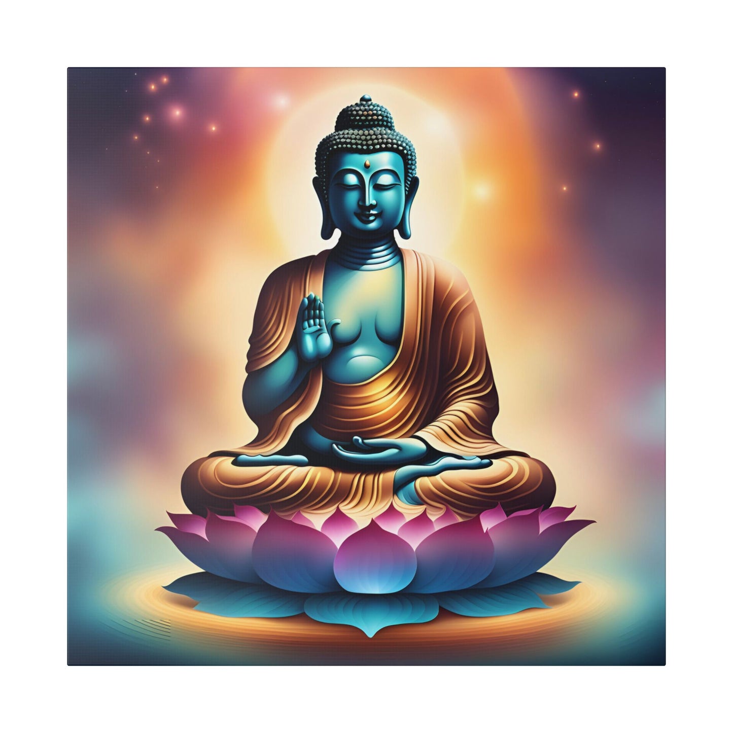 Vibrant Cosmic Buddha Canvas – Spiritual Wall Art for Zen Spaces