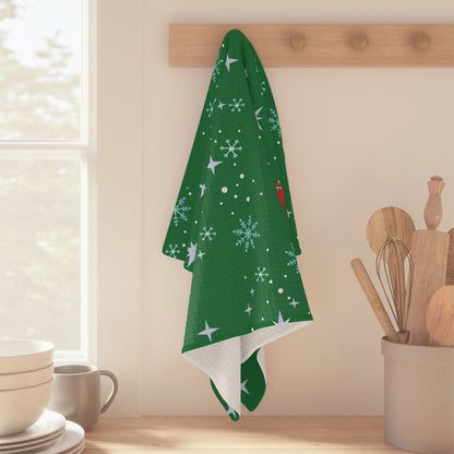 Festive Microfiber Tea Towel with Enchanting Snowflake Pattern, Christmas, Kitchen Towel