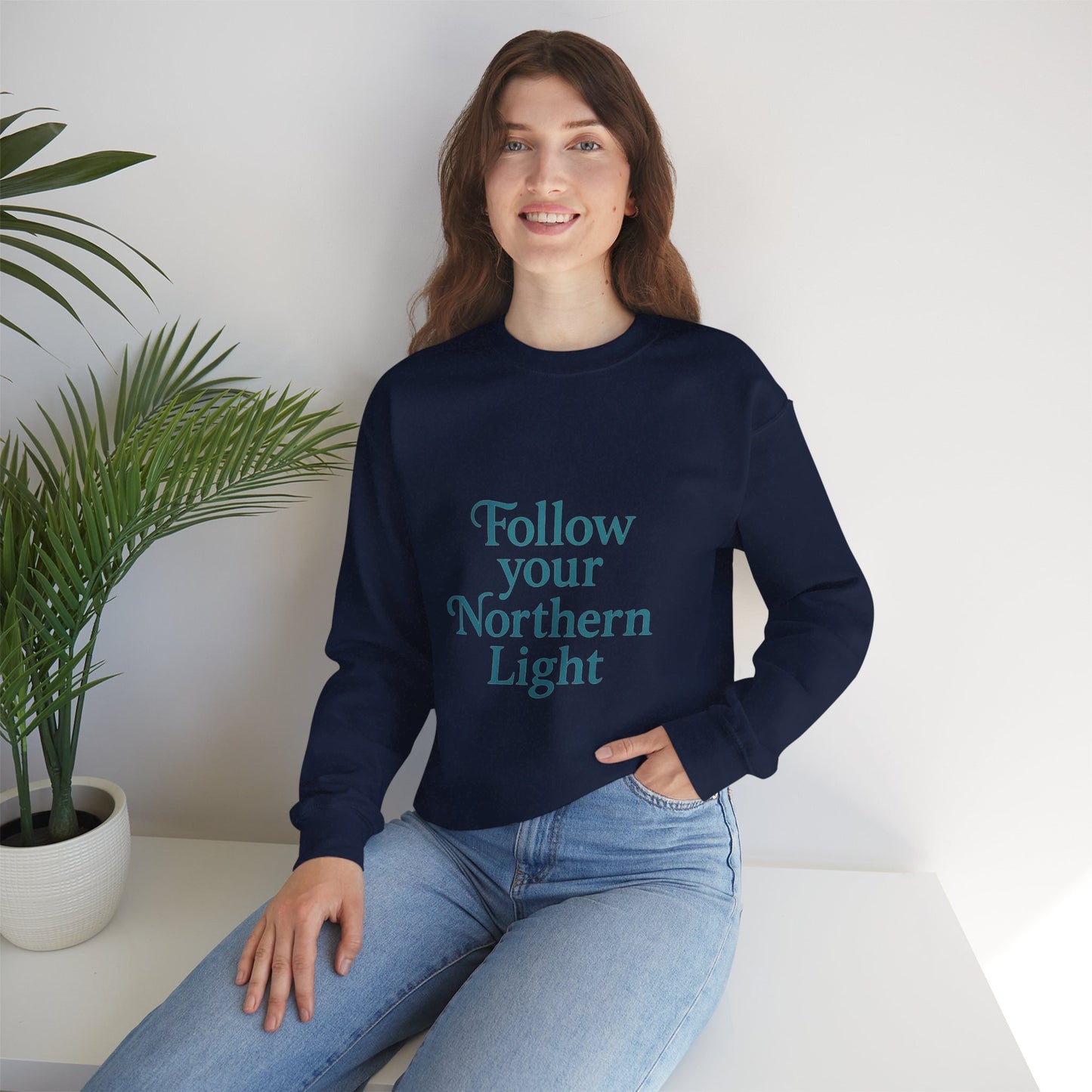 Follow Your Northern Light – Minimalist Winter Affirmation Sweatshirt (Unisex)