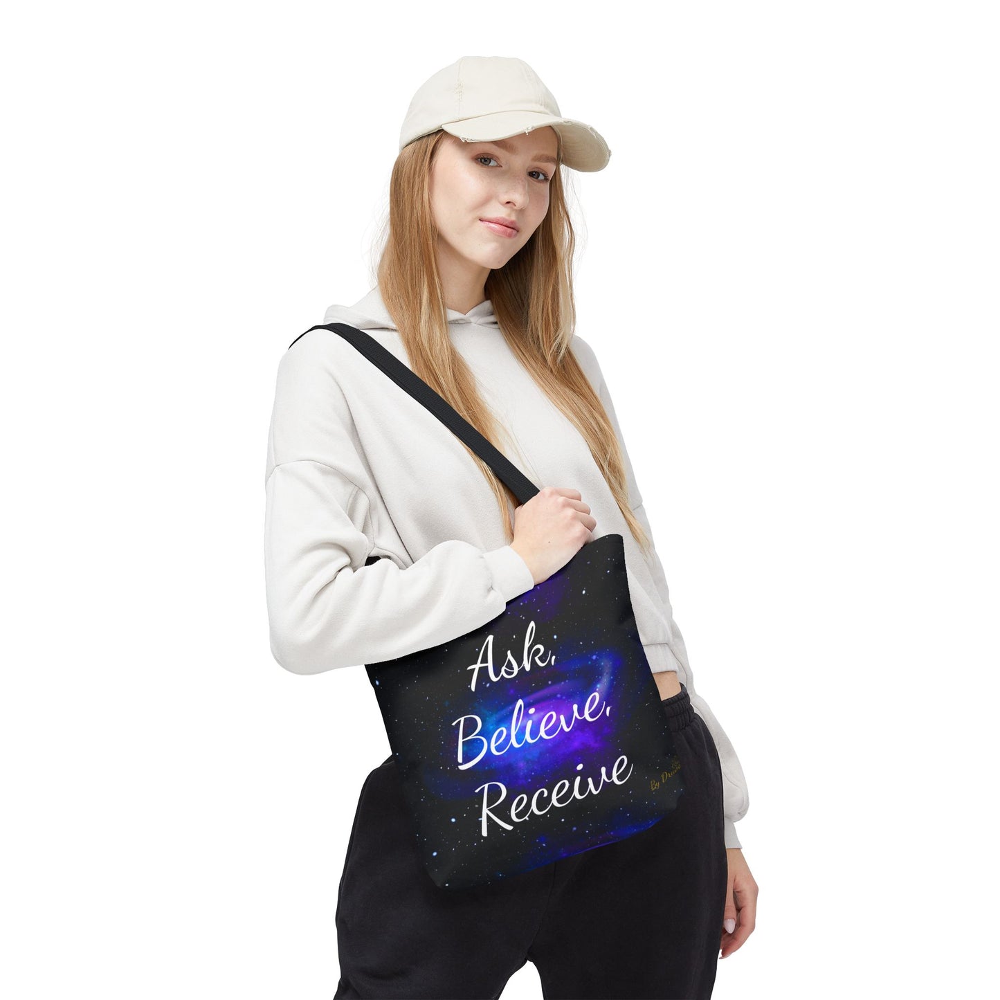 Ask Believe Receive Tote Bag – Manifestation Galaxy Shopper by Druvs