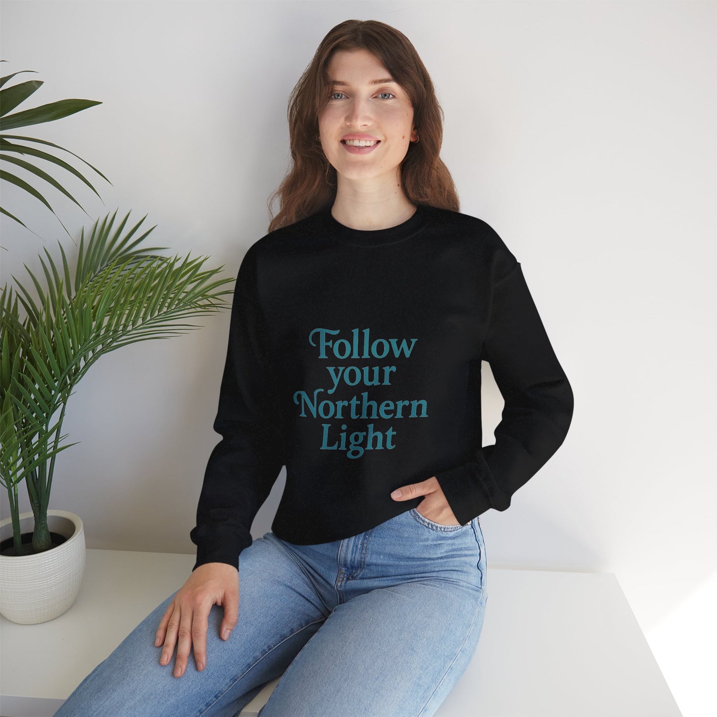 Follow Your Northern Light – Minimalist Winter Affirmation Sweatshirt (Unisex)