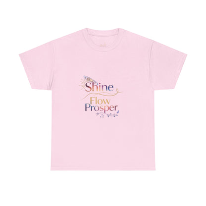 Shine Flow Prosper T-Shirt – Cosmic Manifestation Tee by Druvs