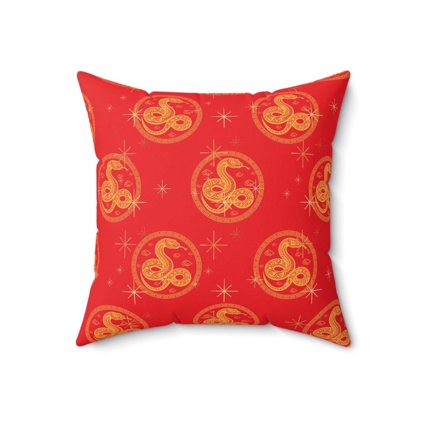 Square Pillow - Red Snake Design for Chinese New Year