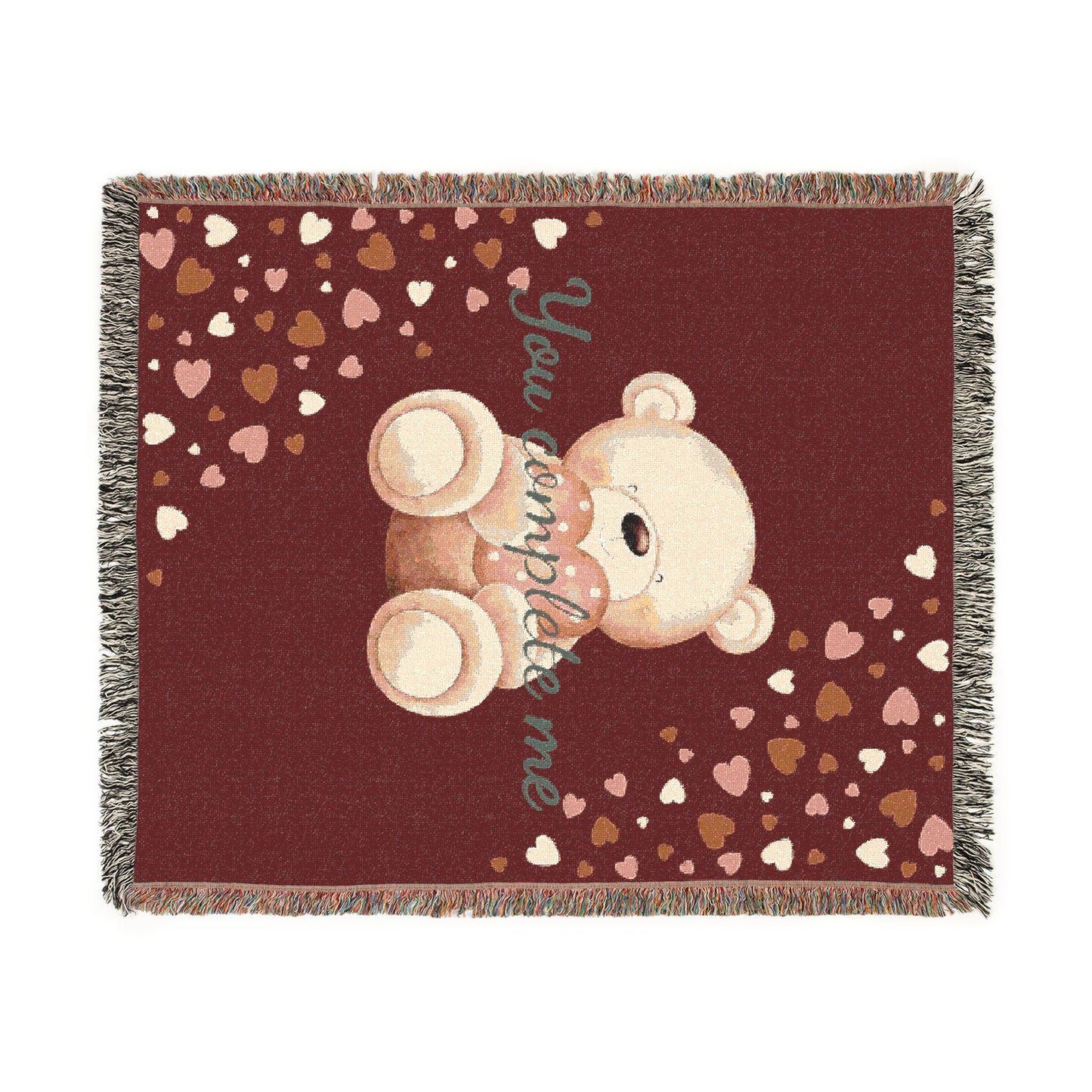 Woven Blanket Teddy Bear Design - Valentines day