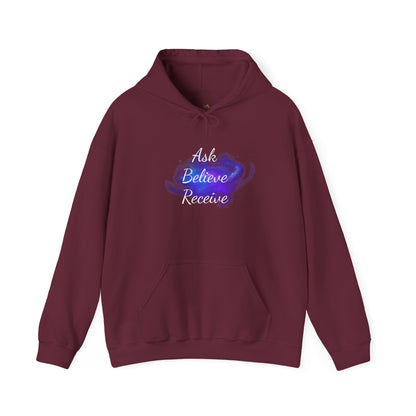 Ask Believe Receive Hoodie | Spiritual Manifestation Sweatshirt for Meditation & Mindfulness