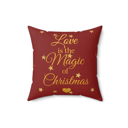 Love is the Magic of Christmas Cushion – Festive Red Throw Pillow