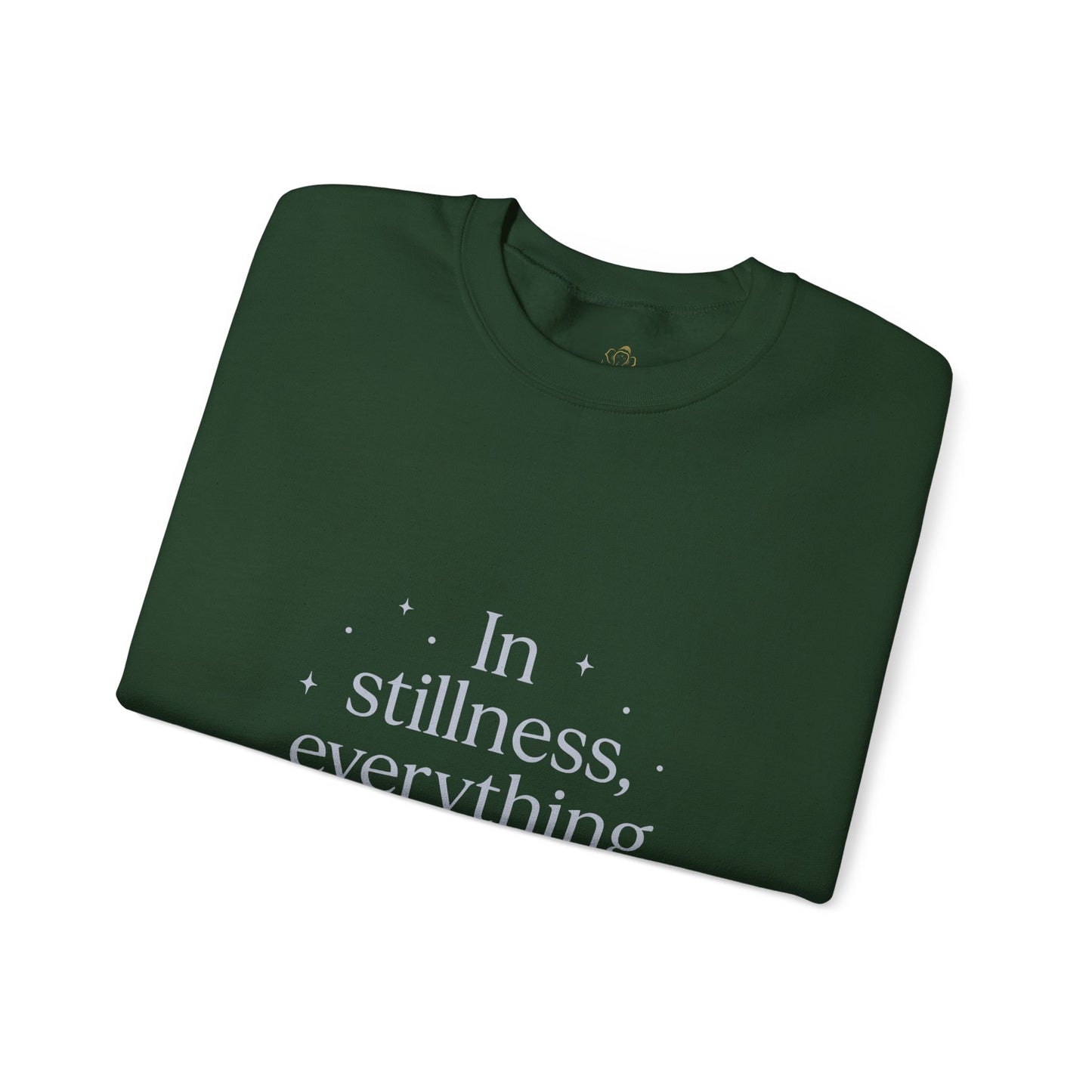 In Stillness, Everything Shines – Minimalist Winter Quote Sweatshirt