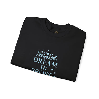 Dream in Frost & Light – Navy Winter Affirmation Sweatshirt | Cozy Snowflake Edition