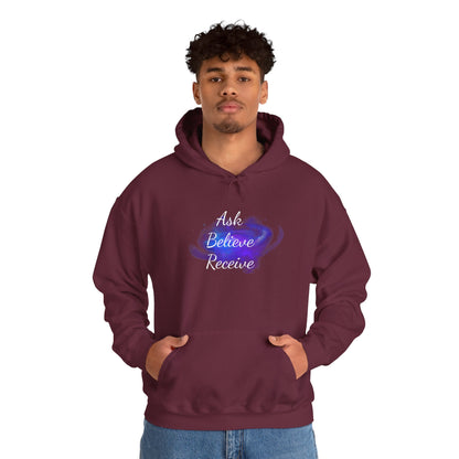 Ask Believe Receive Hoodie | Spiritual Manifestation Sweatshirt for Meditation & Mindfulness