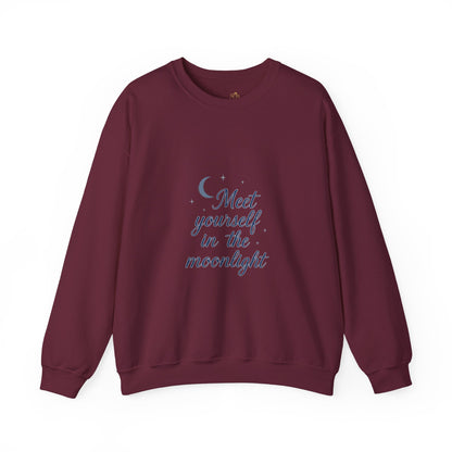 Meet Yourself in the Moonlight – Self-Reflection Quote Sweatshirt (Unisex)