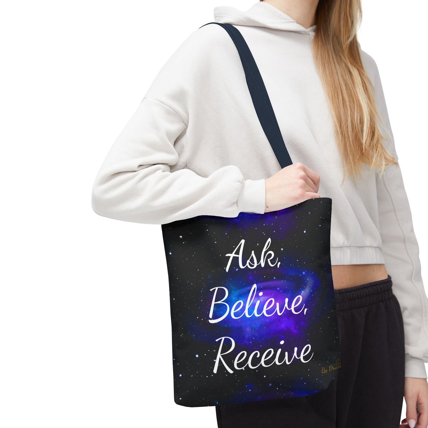 Ask Believe Receive Tote Bag – Manifestation Galaxy Shopper by Druvs