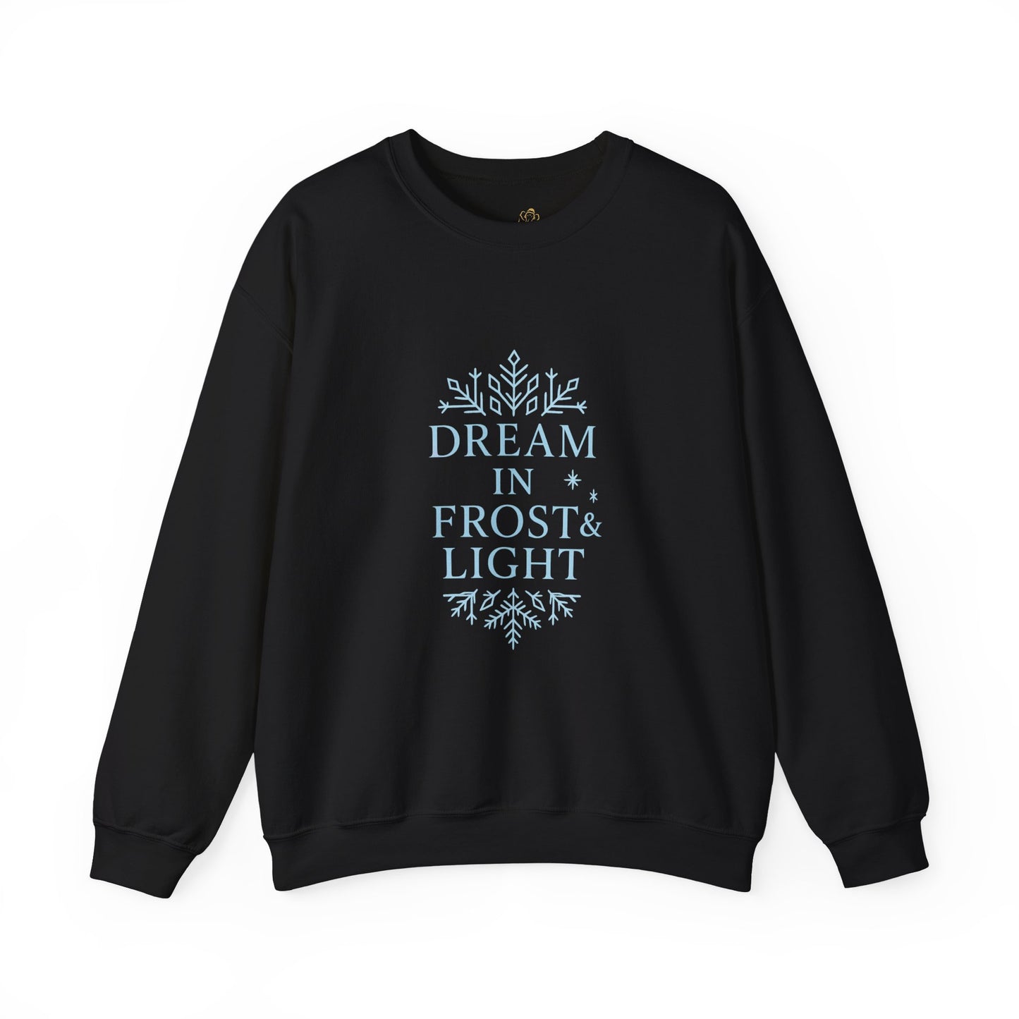Dream in Frost & Light – Navy Winter Affirmation Sweatshirt | Cozy Snowflake Edition