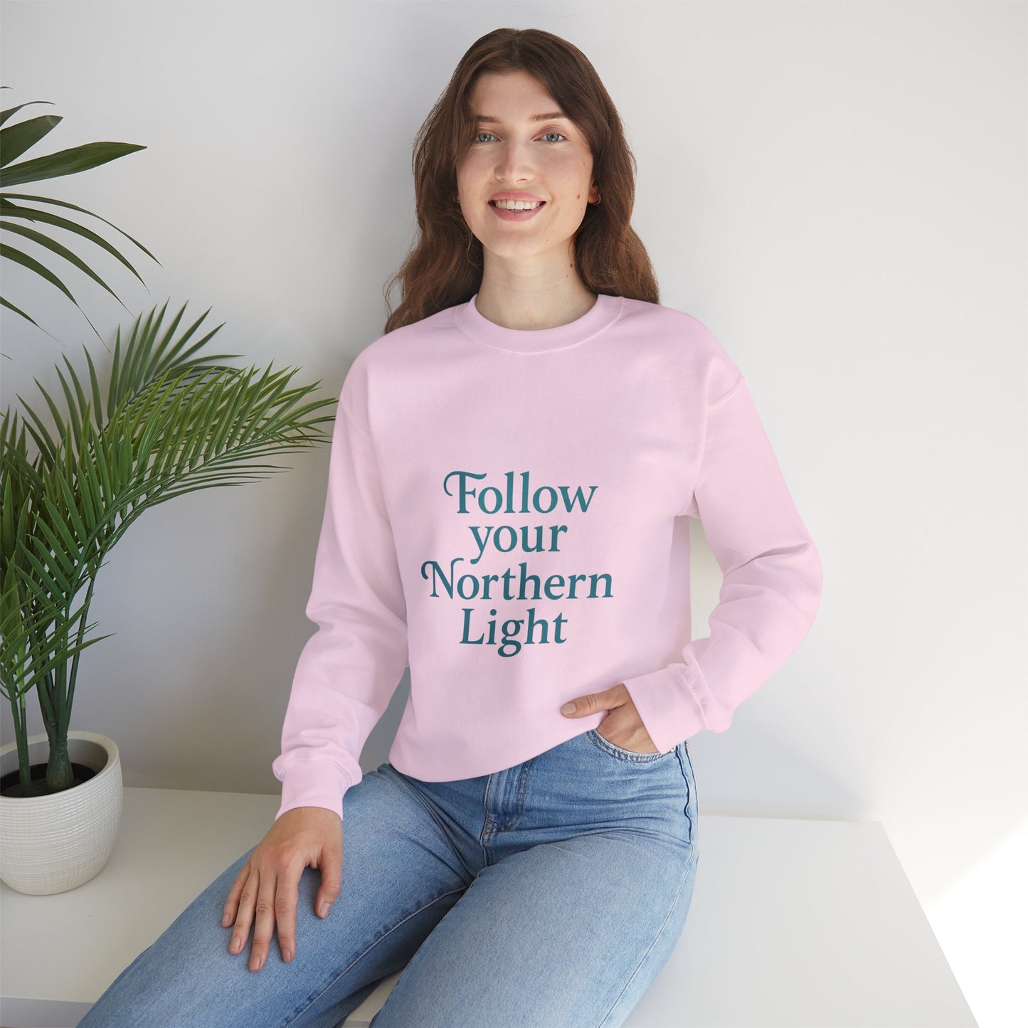 Follow Your Northern Light – Minimalist Winter Affirmation Sweatshirt (Unisex)