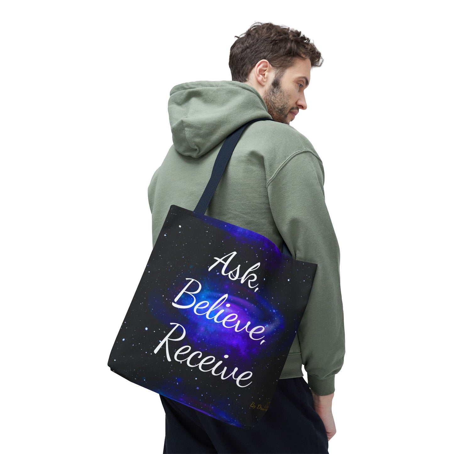 Ask Believe Receive Tote Bag – Manifestation Galaxy Shopper by Druvs
