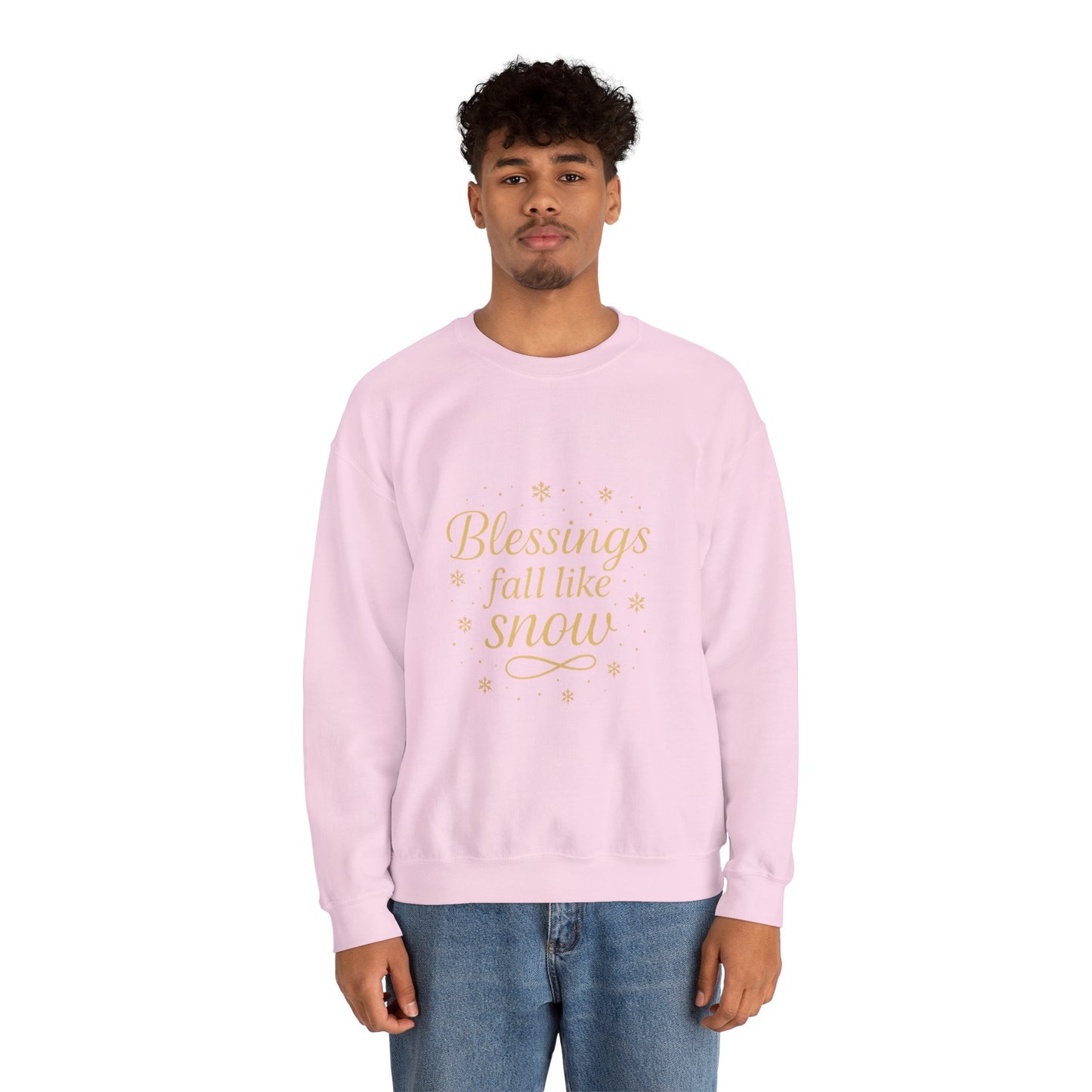 Blessings Fall Like Snow – Cozy Winter Affirmation Sweatshirt (Unisex)