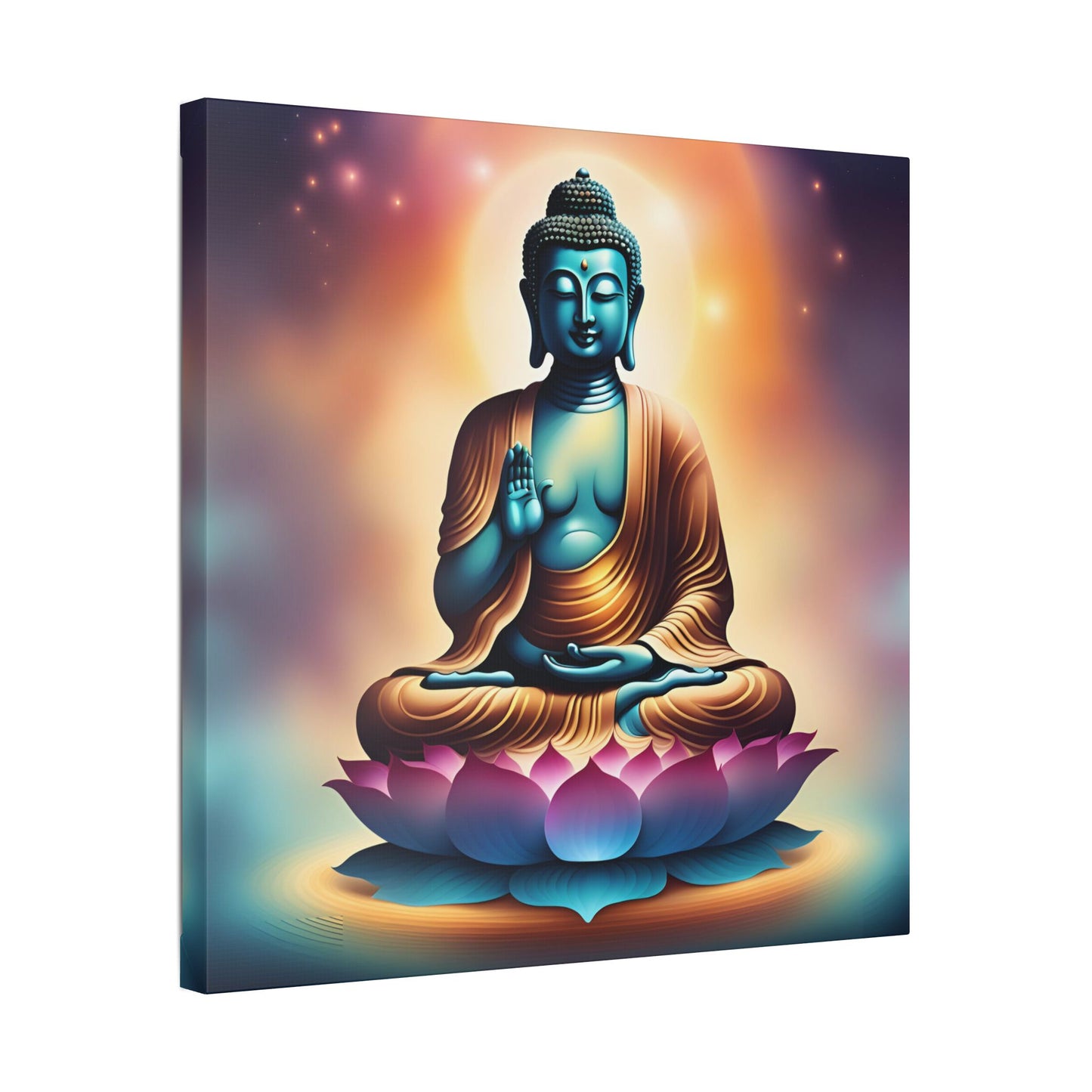 Vibrant Cosmic Buddha Canvas – Spiritual Wall Art for Zen Spaces
