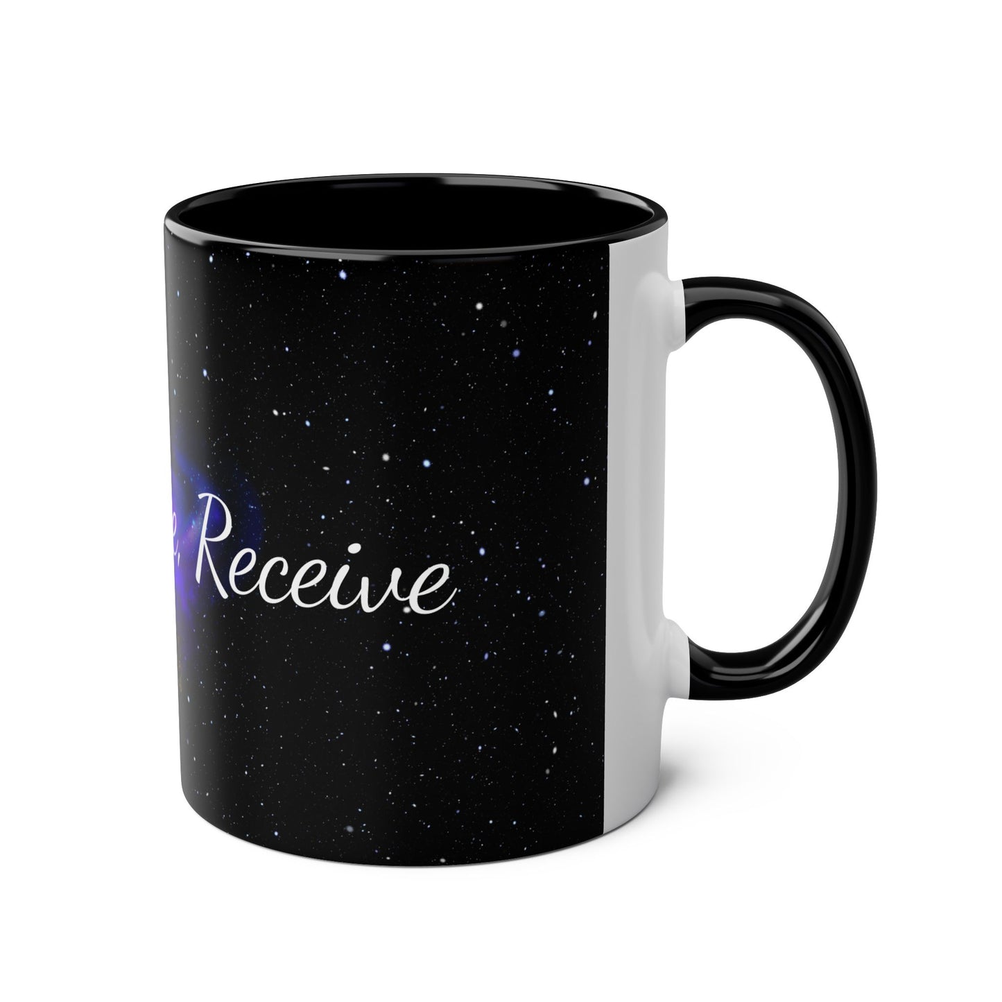 Elegant Coffee Mug Two Tone, Ask, Believe, Receive, Law of Attraction, Gift