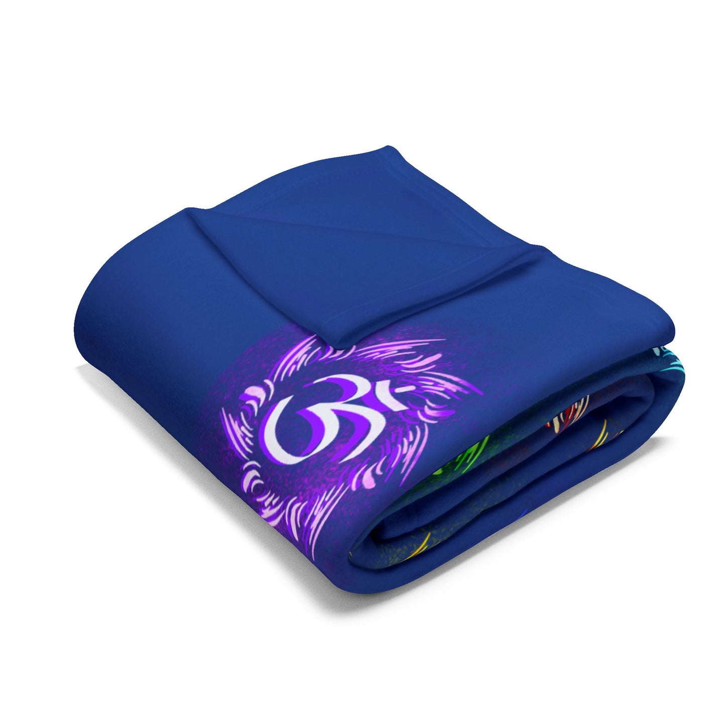 Chakra Meditation Fleece Blanket – Rainbow Energy Silhouette on Mandala | Druvs