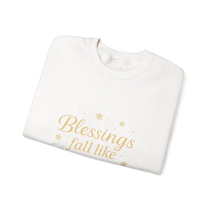 Blessings Fall Like Snow – Cozy Winter Affirmation Sweatshirt (Unisex)