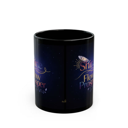 Shine Flow Prosper Mug – Cosmic Manifestation Black Edition | By Druvs