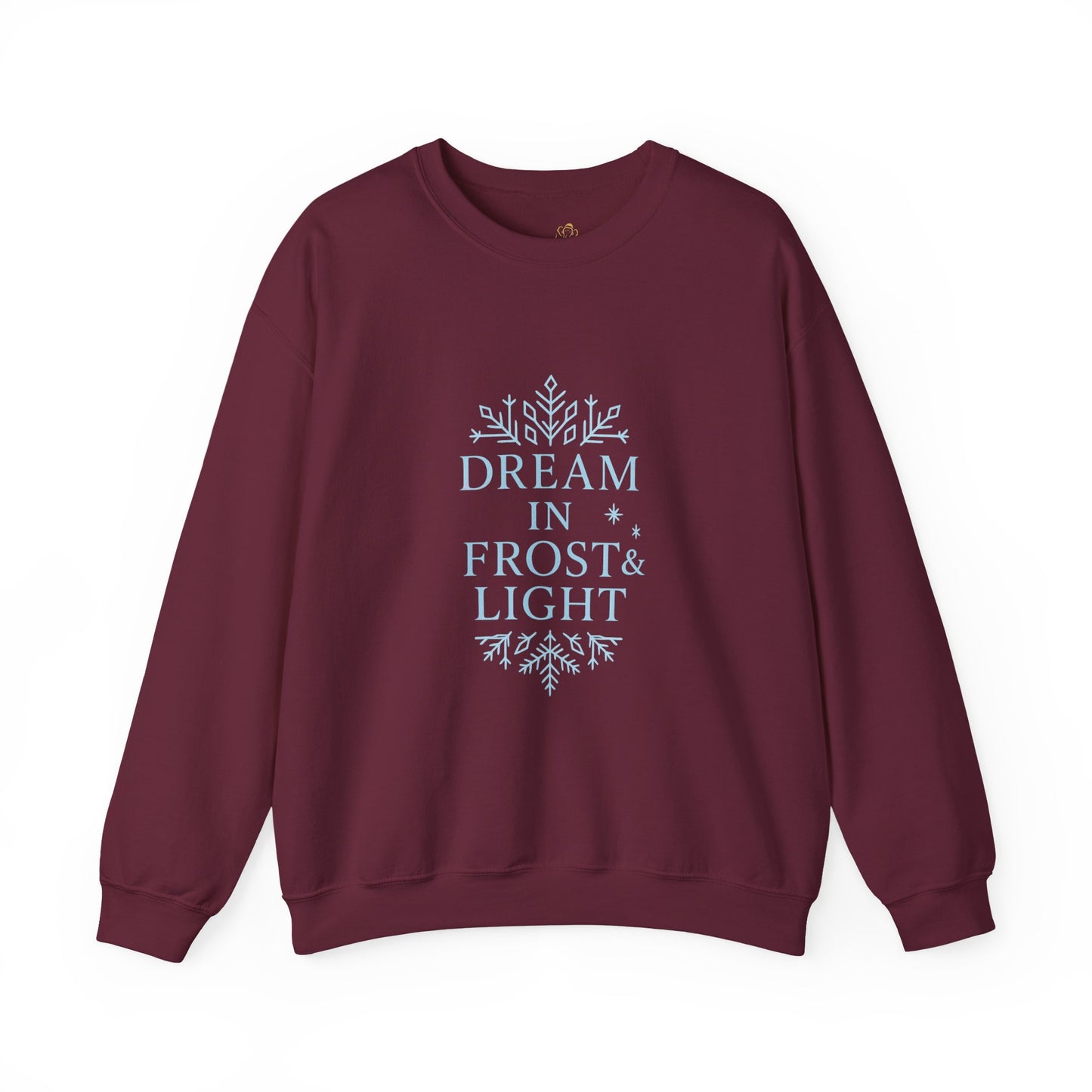 Dream in Frost & Light – Navy Winter Affirmation Sweatshirt | Cozy Snowflake Edition