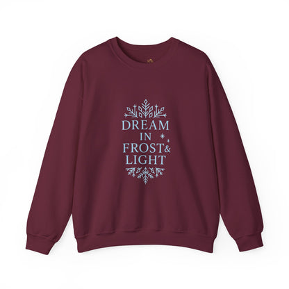 Dream in Frost & Light – Navy Winter Affirmation Sweatshirt | Cozy Snowflake Edition
