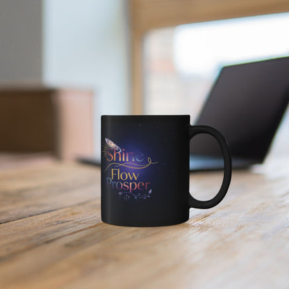 Shine Flow Prosper Mug – Cosmic Manifestation Black Edition | By Druvs