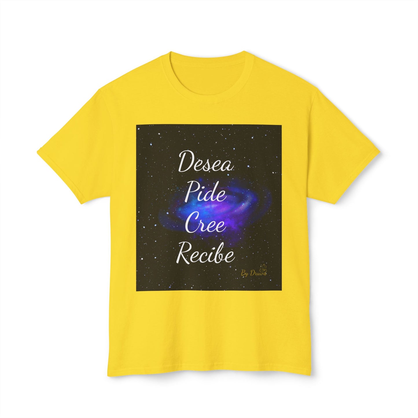 Camiseta Unisex de Algodón Desea, Pide, Cree, Recibe  - Ley de Atracción, Pensamiento Positivo, Ropa Diarias