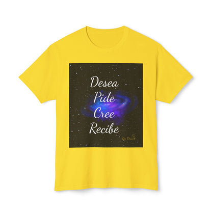 Camiseta Unisex de Algodón Desea, Pide, Cree, Recibe  - Ley de Atracción, Pensamiento Positivo, Ropa Diarias