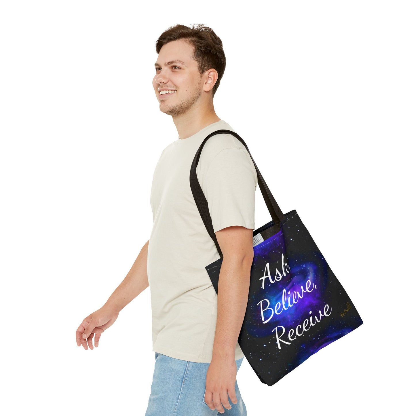 Ask Believe Receive Tote Bag – Manifestation Galaxy Shopper by Druvs