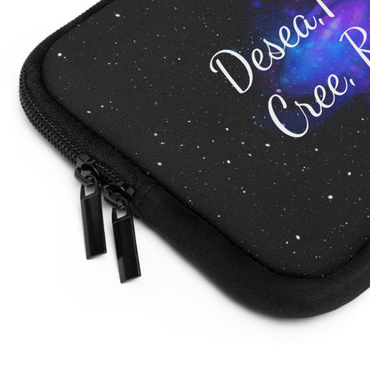 “Desea, Pide, Cree, Recibe” Laptop Sleeve – Galaxy Manifestation Case by Druvs (Multiple Sizes)