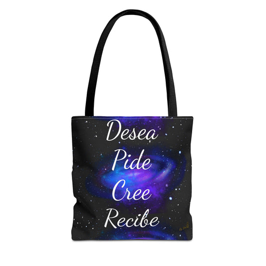 Desea, Pide, Cree, Recibe - Bolsa de Algodón Orgánico, Ley de Atracción, Pesamiento Positivo,  Bolsas de tela