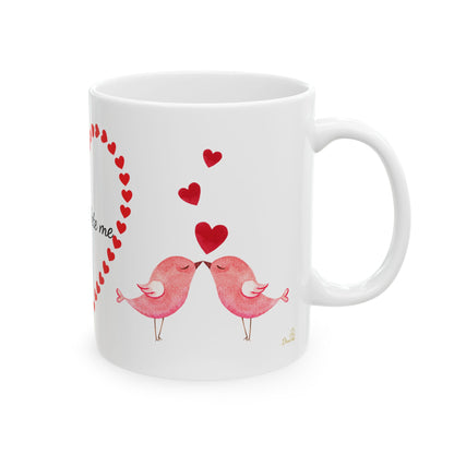 Heart Cupid Ceramic Mug (11oz) - Turtle Doves Love Valentine's Day Gift