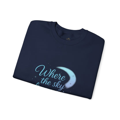 Where the Sky Dreams in Color – Celestial Moon Sweatshirt (Unisex, Multicolor Print)