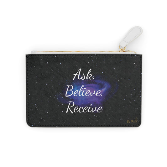 Mini Clutch Bag with Ask Believe Receive , Gift Idea